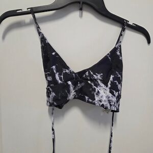 Women's Black and White Tie-Dye Bikini top